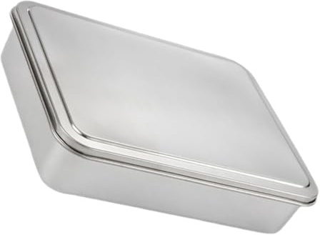Amosfun Teglia Multifunzione Rettangolare con Coperchio in Acciaio Inossidabile Contenitore Elegante per Presentare e Cuocere in Forno per Dolci e Cheesecake