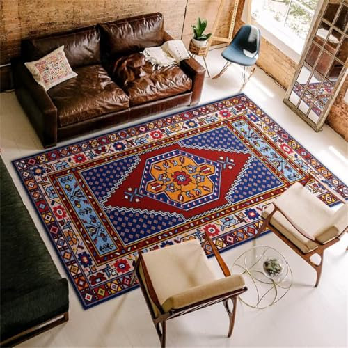 DJHWWD Carpets deko Boden Waschbarer Blauer Teppich Schlafzimmer Rechteckiger Flurdekoration auslegeware kinderteppich straßenteppich 80X120CM