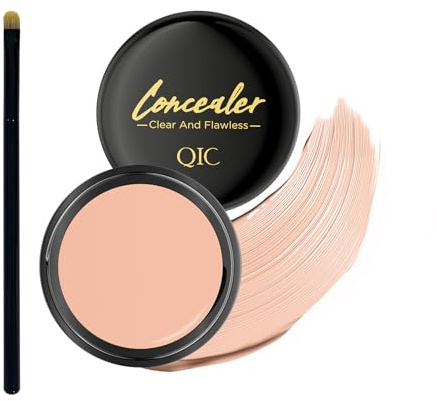 QIC Abdeckcreme Concealer, Hohe Deckkraft, Wasserfest & Langanhaltend, Natürliches Finish, Kaschiert Augenringe & Hautunreinheiten, Geeignet für Alle Hauttypen (130 Light)