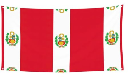 Bandera de Perú con impresión de bandera de Perú para interiores y exteriores, letrero decorativo con 4 ojales de metal, fabricante de ambiente festivo