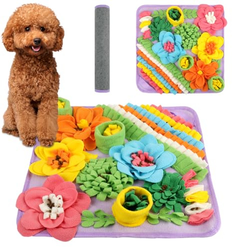 OSDUE Tapis à renifler pour Chien, 39 * 39CM Tapis de Fouille Alimentation Lente, Tapis Reniflant Formation d’Animaux Lavable en Machine Pliable pour Lapin, Chat, Chien (Violet)