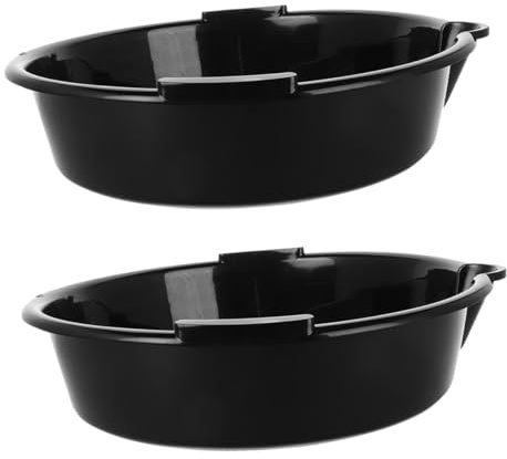 GARVALON Bandeja de Goteo de Aceite de Plástico Negro Juego de 2 Piezas Grande y Reutilizable Recipiente de Recogida para Cambio de Aceite de Automóvil Prevención de Derrames para