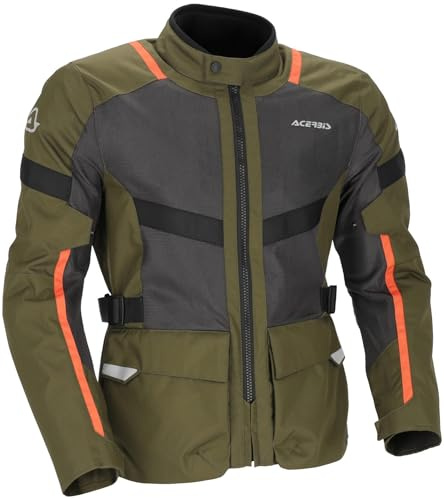 Acerbis Ramsey Vented Long Giacca tessile da motocicletta, verde/arancione, M
