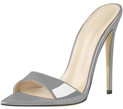 WZPKJH Spetsiga sandaler för kvinnor höga klackar patent läder stilettos fisk mun öppna klackar hälen höjd 12 cm