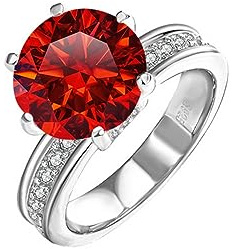 5ct Moissanite bröllopsringar for kvinnor rundskurna D-färg VVS1 diamantring grön/gul/rosa förlovningsringar med certifikat(Light Red,6)