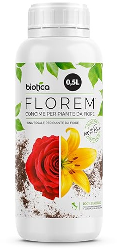 Biotica Florem Concime Liquido per Piante da Fiore 0,5L | con Estratti Umici da Vermicompost, Amminoacidi e Vitamine, per Fioriture Abbondanti e Prolungate, Colori Intensi e Brillanti