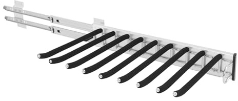 Fridgestea Hosenauszug Edelstahl Ausziehbar - 9-stäbiger Hosenhalter für Kleiderschrank, bis 16kg Tragkraft Hosenaufhängung mit rutschfester Beflockung - Schrank-Tiefe 46cm (Rechts)