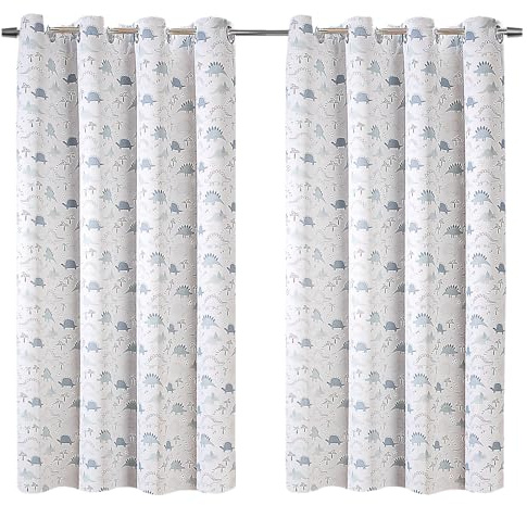 heimtexland Kinder Deko Vorhang 2er Set Verdunkelungsgardinen Kinderzimmer Thermo-Gardine Sonnenschutz Kälteisolierend verdunkelnd Typ922 Dinos Ösenschal HxB 145x135 cm