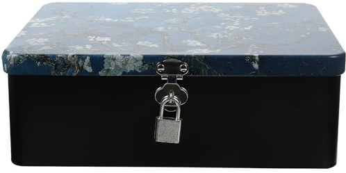 NUOBESTY Vintage Container Lock Box Tin Storage Tinplate with Lightweight Black Case Small Decorative for Items Candy and Suitable for Party Banquet Use