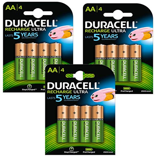 Duracell Lot de 12 Piles préchargées AA HR6 1,2 V 2500 mAh