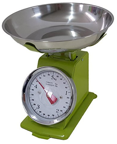 Bilancia COLORATA da cucina 5 KG meccanica analogica con stile retro' in metallo con piatto in acciaio, EN-81356