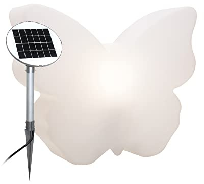 8 seasons design Shining Butterfly Solar LED Deko-Lampe Schmetterling 40 cm (Weiß), inkl. Solarmodul und Leuchtmittel in warmweiß, Solardeko Garten, Solarleuchte
