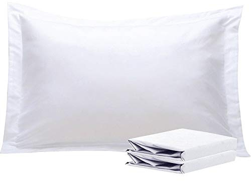 NTBAY 2 Pack 100% Brushed Microfiber Oxford Pillowcases, 1800 Super Soft and Cozy, Wrinkle, Fade, Stain Resistant Standard Oxford Pillow Cases | Hotel Quality Pillow Shams, 50x75 cm, White | Brushed Microfiber Shams with 1 Inch Flange and Envelope Closure, 20 x 30 Inches, Pillow Inserts Not Included