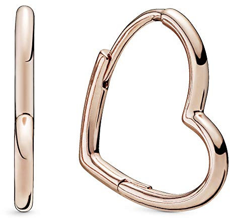 Pandora Moments Women's 14k Rose Gold-Plated Asymmetrical Heart Hoop Earrings, No Box