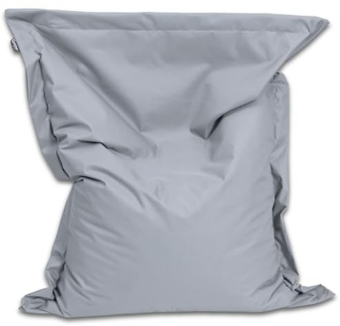 BuBiBag Sitzsack 100x70 cm mit Füllung – Handgefertigt – Bean Bag Indoor & Outdoor – Bodenkissen Liegekissen Kinder & Jugendliche – wasserabweisend bequem – Grau