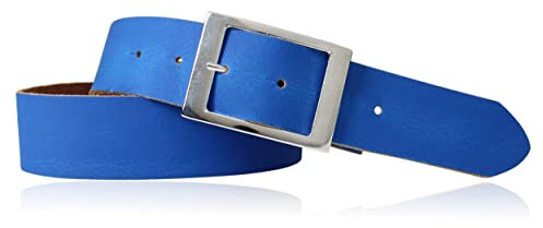FRONHOFER Ledergürtel Rindsleder 4 cm breit 2-3 mm dünn mit silberner Dornschließe 7 x 5 cm wechselbare Schnalle Größen 85-125 cm für Damen und Herren Jeans und Taille