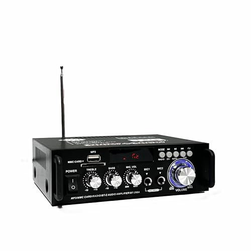 600W Amplificatore, NamYoprce HiFi Audio Stereo BT Radio Portatile per Auto o Casa, con Telecomando ed Mini Display 2CH LCD, 12 V / 220 V (600W)