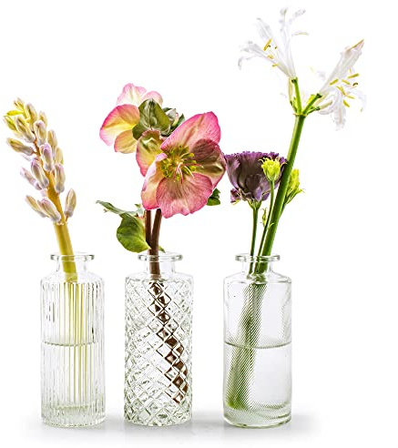 12 x Vasen MIRA aus Glas - Glasflaschen - H 13,5 cm - Dekovasen