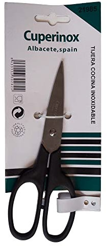 CUPERINOX Tijeras Cocina Profesional |Mango negro de plástico| |Tijeras de Trinchar | Tijeras Pollo | Tijera Pescado | Tijera Acero Inoxidable| Apto Lavavajillas