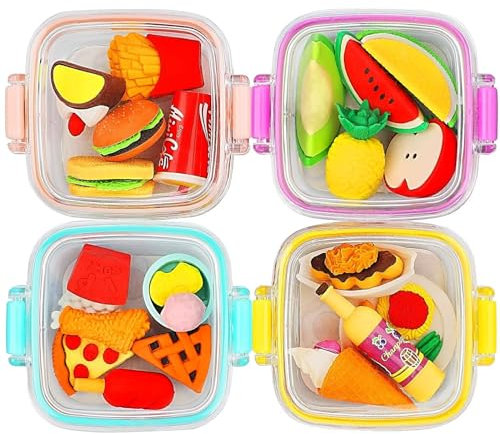 Schöne Radiergummis, 4-Boxen von Kunststoff Bleistift Radiergummi, niedliche Kinder Radiergummi, Bleistift Radiergummis Sets, geeignet zum Lernen, Malen, Spielen und Geschenke