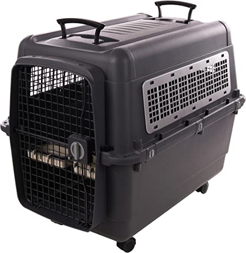 Flamingo Transportkäfig Lanta – Dunkelgrau | Größe XL (60 × 92 × 69 cm) | Sicher, Praktisch & Komfortabel für deinen Hund!