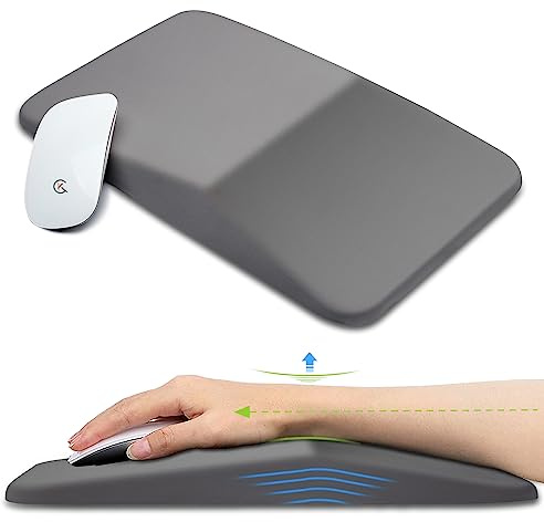 KUOSGM Ergonomisches Mauspad, Handgelenkstütze, Memory-Schaum-Gel-Mauspad mit Handgelenkauflage, Büro-PC-Computer-Handgelenkpolster für kabellose Maus und Schreibtisch (33x20 cm, grau)