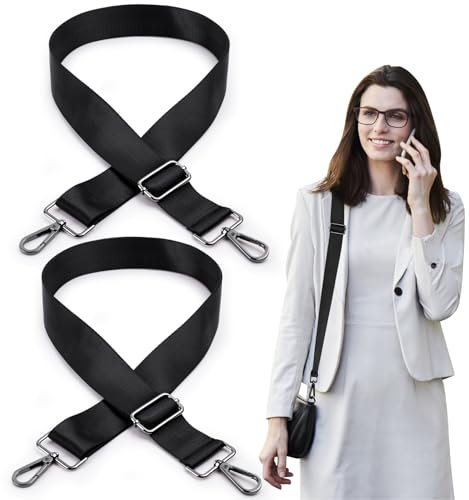 FIHODONE 2 Stück Taschengurt Schulterriemen Schwarz 80-150cm, Breit Schultergurt für Taschen 3.8cm,Taschengurte zum Wechseln DIY Zubehör, verstellbarer