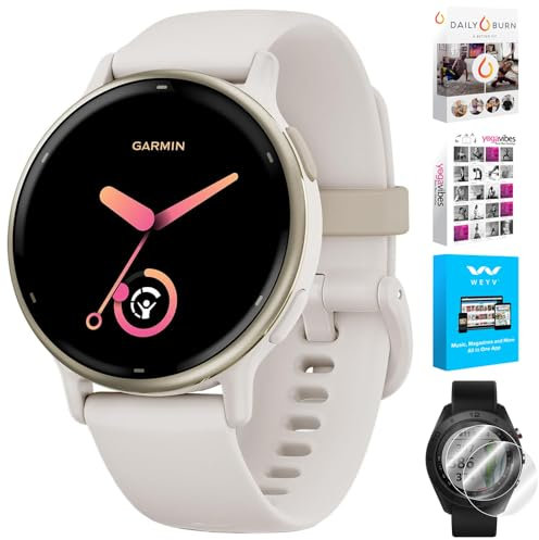 Garmin 010-02862-11 Vivoactive 5 Fitness Smartwatch, pacchetto avorio con Deco Essentials 2-Pack protezione schermo e Tech Smart USA Fitness & Wellness Suite
