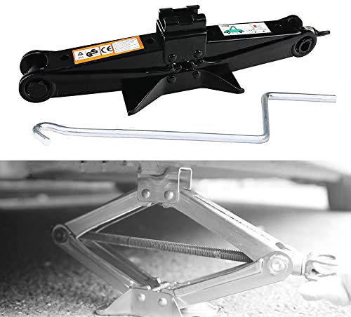 Wagenheber 2T für PKW SUV MPV, Scherenwagenheber mit Kurbel, Rangierwagenheber für Reifen & Räder, Auto Heber Werkzeuge Hubhöhe 105-385mm