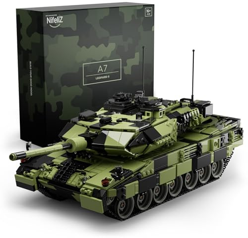 Nifeliz Leopard II A7, set di costruzione di carri armati militari per adulti, modello da collezione dell'esercito da costruire, appassionati di militari (2069 PCS, NF10269)