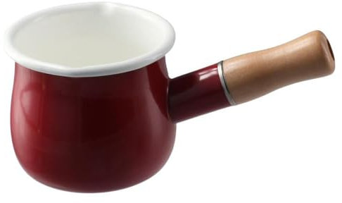 Benytro Enamel Milk Pot Japanese 10cm Mini Butter Pot,Mini Butter Warmer,Milk Pan,Mini Butter Pan,Small Household Milk Pot,White/Red/Blue/Green,7.3 * 3.3 Inch(red)