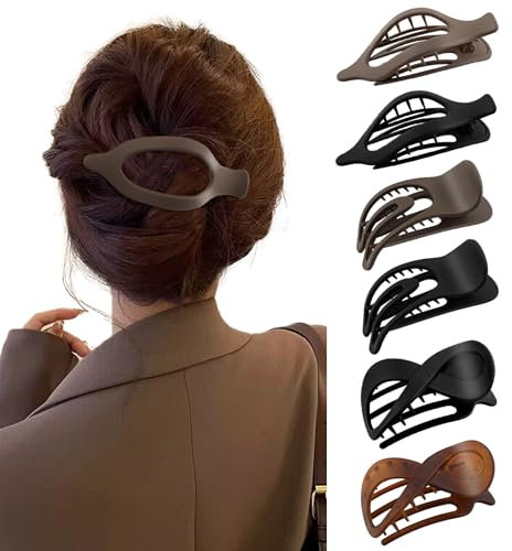Haarklammern für Damen 6 Stück Französisches Haarspangen Flach Sicherer Halt Innenzähne Haar Krallen Rutschfeste Haarklammer Starker Halt Groß Haarklammer für Dünnes Haar und Dickes Haar