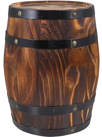 Wensmy Tonneau à Vin en Bois - Seau à Whisky Vintage - Pot de Fleurs en Chêne - Décoration de Fête d'Été - Seau à Eau pour la Maison, la Cuisine, le Bar