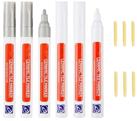 EUZUXU 6 Plumas de Azulejos Marcador de Reparación Bolígrafo Restaurador de Lechada de Pared Pluma de Relleno de Lechada, para Azulejos, Bolígrafo Sellador para Baños, Cocina, Piso, Baño