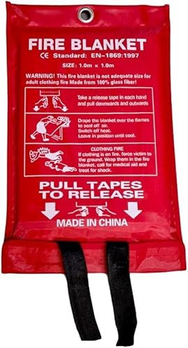 SEVEN4-UK 1 Pack Premium Fire Blanket 1M x 1M – Kitemarked Fiberglass Emergency Fire Suppression Blanket for Kitchen, Home, Office & Caravan – Fireproof, Heat-Resistant & Compact Storage