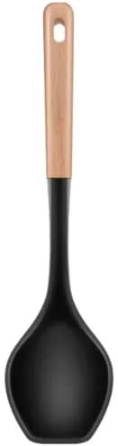 LorisArm Cucchiai da cucina grandi. Cucchiaio da portata in silicone resistente al calore da 31,8 cm, antiaderente Utensili da cucina con manico in legno cucchiaio in gomma per mescolare, mescolare