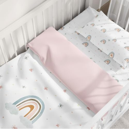 Copripiumino reversibile 100% cotone biologico per culla 70x140 cm, previene le allergie, coperta decorativa per la camera da letto, ultra morbido, collezione Premium, Industry Spagna (Arcobaleno)