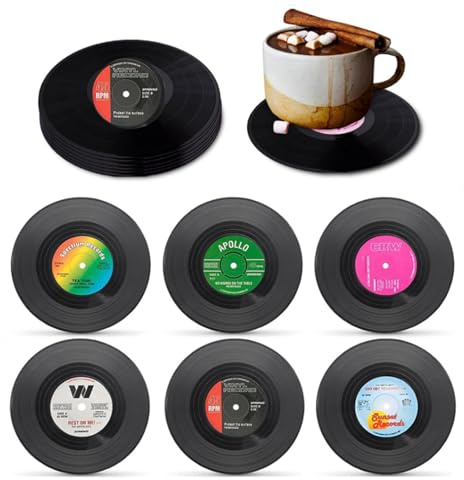yufana 6 Bevande Vinile Sottobicchieri, Sottobicchieri Per Bevande, Sottobicchiere Morbido, Sottobicchieri Per Bar, Sottobicchieri, Caffetteria, Casa, Festa, Ufficio (Nero326)