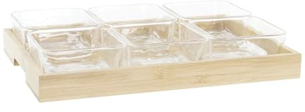 TABLA APERITIVO SET 7 CRISTAL BAMBU 32X21X6 280ML