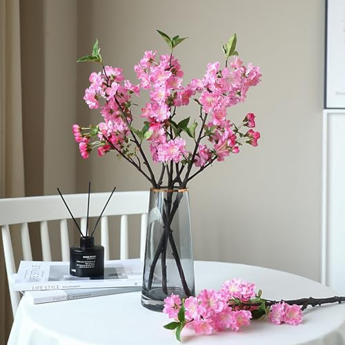 Wnvivi 3 Rami di Fiori di Ciliegio Artificiali da 49 Cm, Rami di Alberi di Fiori di Pesco Finti, Decorazioni di Fiori di Fiori di Ciliegio in Seta per Decorazioni per la Casa di