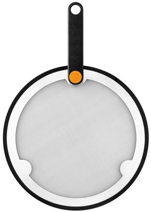 BRA Efficient | Tapa Antisalpicaduras 24-26-28 cm, Malla Acero Inoxidable 18/10 y Silicona, Libre de BPA, Mango plegable de baquelita, Apto para todas las sartenes BRA
