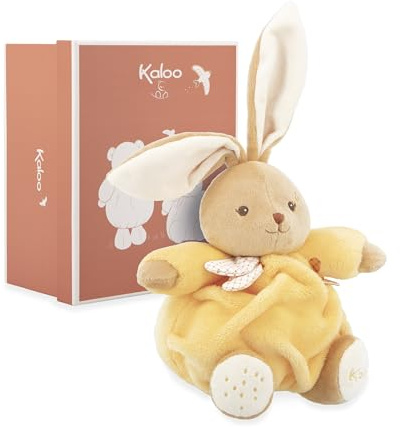 KALOO - Schmusetuch Hase Gelb 17cm - Ultraweiches und Flauschiges Plüschtier für Babys - Zarter Begleiter ab der Geburt - Ideale Größe für kleine Hände - Geschenk zur Geburt - K214012