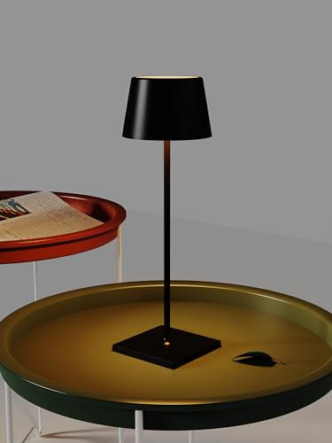MU LIN Lampada da Tavolo 841 Touch Cordless - Lampada Interno e esterno, Dimmerabile, Ricaricabile USB, Portatile, 3000K-4500K-6500K, Lungo Durata, Luce fredda e calda NERO