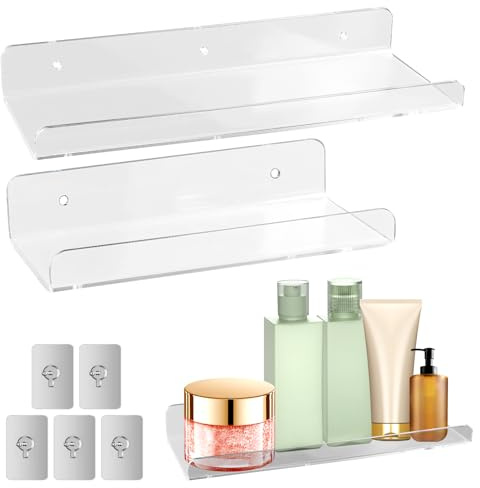 Wall Shelf Wandregale Schweberegal,2 Stück Transparente Farb Schweberegale Regale für Wände zur Montage Ohne Bohrungen Geeignet für die Aufbewahrung Kleiner Gegenstände 30CM und 20CM Wandregale