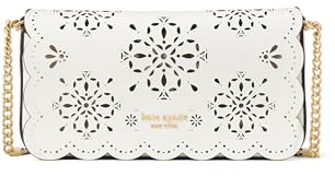kate spade new york Serena Saffiano Leather Flap Chain Wallet, Perforated True White, One Size
