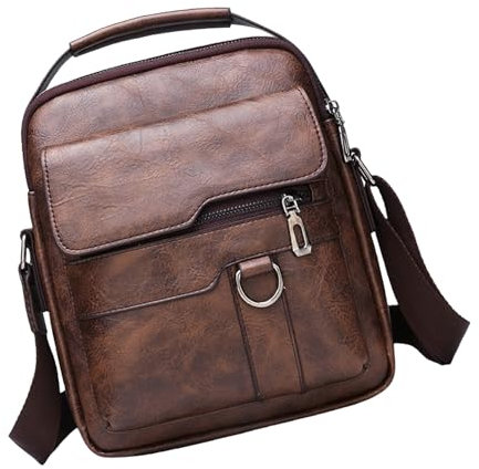 Mens Shoulder Bag Leather | PU Leather Adjustable Straps Sling Daypack | Large Capacity Lightweight Retro Portable Chest Pack For Business Casual Work Gym