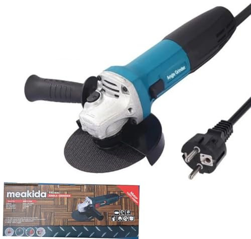 Smerigliatrice Angolare Elettrica 800W con Disco da 115mm, 11000 giri/min, Attacco M14 – Ideale per Taglio, Smerigliatura e Sbavatura di Metalli e Materiali Edili