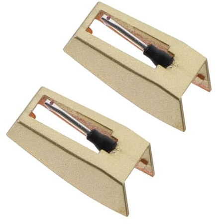 Aguja de Tocadiscos de Vinilo Dorada, Repuesto para Fonógrafo | Pack de 2, Cuerpo Abs Varilla de Aluminio, Compatibilidad Amplia, Sonido Claro