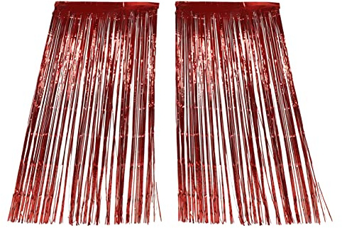 KIMISS Cortina de Franja de Aluminio de 2 por Ciento (Rojo)