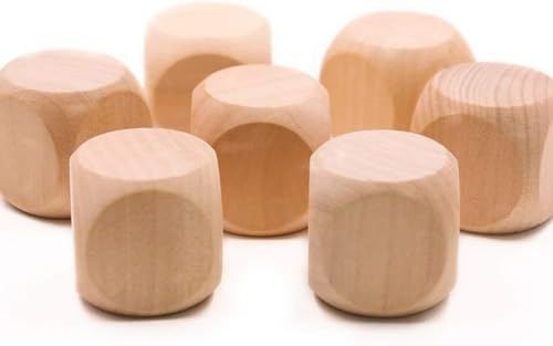 10 Stück Holzwürfel Set, 1,8 cm, 6-seitig, Blanko Würfel mit Runden Ecken, DIY Bastel- und Spielwürfel